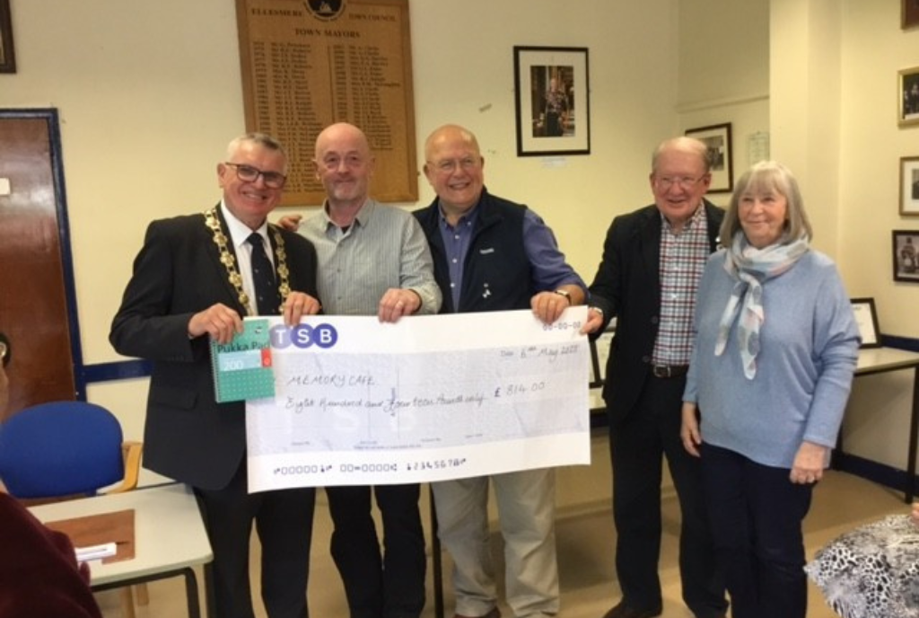 Mayor Awards Memory Cafe Photo of Memory Cafe Representatives accepting a cheque at Mayor Awards in Ellesmere